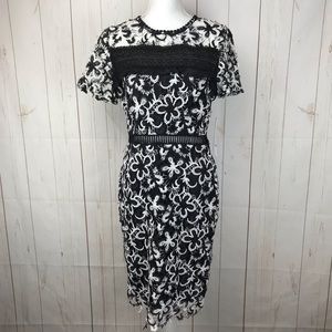 Aqua Black And White Crochet Dress Size L NWT